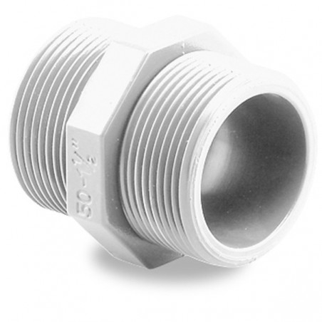 MACHON ROSCADO PVC PRESION M-M 1/2" BLANCO