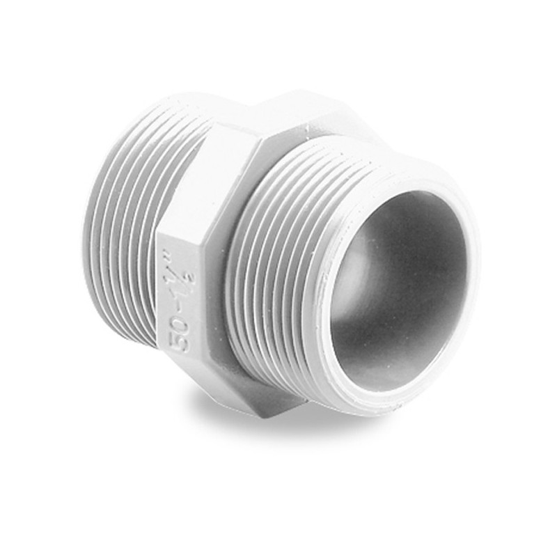 MACHON ROSCADO PVC PRESION M-M 1" BLANCO